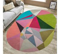 VARIKASHOM Ovale Tapis Decoration pour Maison, Bureau, Fauteuil Salon, Dressing Chambre Adulte,Motif géométrique Moderne coloré Rouge Rose Bleu Sarcelle Vert Gris, 120 x 160 cm