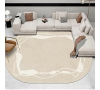 VARIKASHOM Ovale Tapis Poils Ras Decoration Salon, Armoire Chambre, Bureau, Couloir et Cuisine, Décoration d'intérieur aux Motifs géométriques Modernes aux Couleurs Neutres, crème, 140 x 200 cm