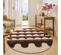 VARIKASHOM Rond Tapis de décoration,Design géométrique Moderne Noir Rouge Beige, Multicolore, Rond 180 cm, Tapis Poil Court Doux, Salon Salle de séjour, Cuisine, Salle à Manger