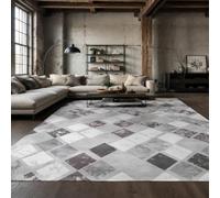 VARIKASHOM Tapis Carré, 100 x 100 cm, Géométrique Vintage Gris Blanc Noir Marron, Décoration Maison intérieur pour Salon Canapé, Chambre à Coucher Coiffeuses,