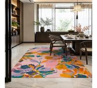 VARIKASHOM Tapis Carré, 120 x 120 cm, Motifs Floraux Abstraits Modernes Rose Orange Vert Violet Bleu, Décorations d'intérieur pour Salon Canapé, Chambre à Coucher Adulte,