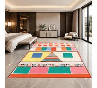 VARIKASHOM Tapis de Bain, 50 x 80 cm, Abstrait géométrique Rose Orange Vert Bleu Jaune Blanc Noir, Tapis d'entrée intérieur, Salon Chambre, Décoratif Chaise Canapé,