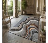 VARIKASHOM Tapis de Bain, 50 x 80 cm, Abstrait Moderne Gris Noir Blanc Jaune, Tapis d'entrée intérieur, Salon Chambre, Décoratif Chaise Canapé,