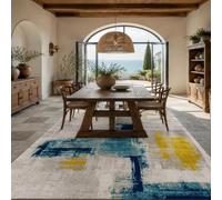VARIKASHOM Tapis de Bain, 50 x 80 cm, Abstrait Moderne Jaune Bleu Gris Blanc, Tapis d'entrée intérieur, Salon Chambre, Décoratif Chaise Canapé,