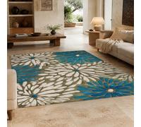 VARIKASHOM Tapis de Bain, 50 x 80 cm, Bleu Floral Blanc Gris, Tapis d'entrée intérieur, Salon Chambre, Décoratif Chaise Canapé,