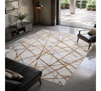 VARIKASHOM Tapis de Bain, 50 x 80 cm, Géométrie Moderne Jaune Gris Blanc, Tapis d'entrée intérieur, Salon Chambre, Décoratif Chaise Canapé,