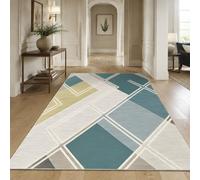 VARIKASHOM Tapis de Bain, 50 x 80 cm, Géométrique Moderne Bleu Jaune Gris Blanc, Tapis d'entrée intérieur, Salon Chambre, Décoratif Chaise Canapé,