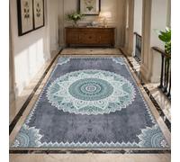 VARIKASHOM Tapis de Bain, 50 x 80 cm, Gris Oriental Blanc Vert, Tapis d'entrée intérieur, Salon Chambre, Décoratif Chaise Canapé,