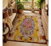 VARIKASHOM Tapis de Bain, 50 x 80 cm, Motifs Floraux orientaux Jaune Blanc Marron Rose Violet Vert, Tapis d'entrée intérieur, Salon Chambre, Décoratif Chaise Canapé,