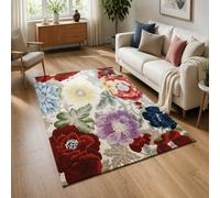 VARIKASHOM Tapis de Bain, 50 x 80 cm, Motifs Floraux orientaux Rouge Violet Bleu Jaune Vert Blanc Beige, Tapis d'entrée intérieur, Salon Chambre, Décoratif Chaise Canapé,