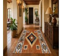 VARIKASHOM Tapis de Bain, 50 x 80 cm, Orange Vintage Bleu Beige Blanc Marron, Tapis d'entrée intérieur, Salon Chambre, Décoratif Chaise Canapé,