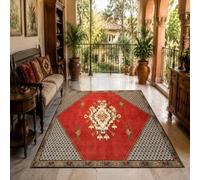 VARIKASHOM Tapis de Bain, 50 x 80 cm, Rouge Oriental Beige Vert Marron Jaune, Tapis d'entrée intérieur, Salon Chambre, Décoratif Chaise Canapé,