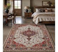 VARIKASHOM Tapis de Bain, 50 x 80 cm, Rouge Oriental Blanc Bleu Jaune, Tapis d'entrée intérieur, Salon Chambre, Décoratif Chaise Canapé,