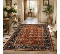 VARIKASHOM Tapis de Bain, 50 x 80 cm, Rouge Oriental Bleu Blanc, Tapis d'entrée intérieur, Salon Chambre, Décoratif Chaise Canapé,