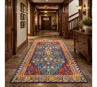 VARIKASHOM Tapis de Bain, 50 x 80 cm, Rouge Oriental Bleu Jaune Orange coloré, Tapis d'entrée intérieur, Salon Chambre, Décoratif Chaise Canapé,