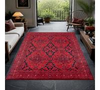 VARIKASHOM Tapis de Bain, 50 x 80 cm, Rouge Oriental Noir Blanc, Tapis d'entrée intérieur, Salon Chambre, Décoratif Chaise Canapé,