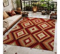 VARIKASHOM Tapis de Bain, 50 x 80 cm, Rouge Vintage Beige Marron, Tapis d'entrée intérieur, Salon Chambre, Décoratif Chaise Canapé,