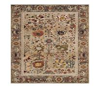 VARIKASHOM Tapis de décoration Carré, Orientale Traditionnelle Vintage, Rouge, Marron, Vert, Beige, Multicolore, 200 x 200 cm, Décoration Salon Grand Chambre Ado Fille Moderne Poil Court Doux,