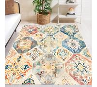 VARIKASHOM Tapis de décoration Carré, Patchwork Diamant Vintage Rouge Orange Beige Jaune Bleu Vert,Multicolore,200 x 200 cm, Décoration Salon Grand Chambre Ado Fille Moderne Poil Court Doux,