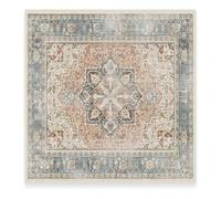 VARIKASHOM Tapis de décoration Carré, Vintage à Motif Floral Vieilli Rouge et Beige, 150 x 150 cm, Carpet Living Room pour Chaises Salle à Manger, Cuisine,Salon