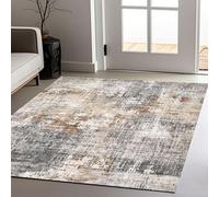VARIKASHOM Tapis de Salon Grand Canapé Chambre Design Moderne Poil Court Doux, Marron Crème Blanc Design Abstrait Moderne, Gris, 150 x 180 cm