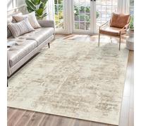 VARIKASHOM Tapis de Salon Grand Chambre Design Moderne Poil Court Doux, Facile d'entretien, Abstrait Moderne Beige et Marron, 160 x 180 cm