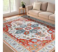 VARIKASHOM Tapis de Salon Grand Chambre Design Moderne Poil Court Doux, Facile d'entretien, Motifs Oriental Vintage Multicolores Shabby Chic Rouge Bleu Blanc Orange, 160 x 180 cm