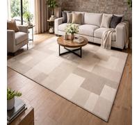 VARIKASHOM Tapis de Sol Décoratif Salon, Commode Chambre, Cuisine, Bureau, Couloir, Lavable,Beige géométrique Moderne, crème, 70 x 120 cm