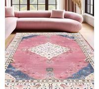 VARIKASHOM Tapis de Sol Décoratif Salon, Commode Chambre, Cuisine, Bureau, Couloir, Lavable,Décoration de Chambre de Fille Florale Traditionnelle Vintage Multicolore Bleue, Rose, 80 x 120 cm