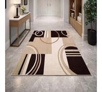 VARIKASHOM Tapis de Sol Décoratif Salon, Commode Chambre, Cuisine, Bureau, Couloir, Lavable,Moderne, géométrique, Abstrait, Beige, Marron, Blanc, crème, 70 x 120 cm
