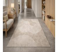 VARIKASHOM Tapis de Sol Décoratif Salon, Commode Chambre, Cuisine, Bureau, Couloir, Lavable,Motif Abstrait Moderne Beige et Blanc, 70 x 120 cm