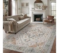 VARIKASHOM Tapis de Sol Tapis de Chambre Salon pour la décoration de la Maison, Tableau Decoration Vintage Shabby Chic à Motifs Floraux Gris, Beige, Bleu et Marron, 100 x 150 cm