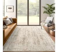 VARIKASHOM Tapis de Sol Tapis de Chambre Salon pour la décoration de la Maison, Vintage Vieilli Traditionnel Beige, Motifs Marron et Taupe, 100 x 150 cm