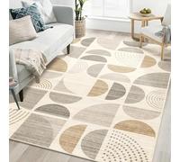 VARIKASHOM Tapis Décoration Maison intérieur pour Salon Canapé, Chambre à Coucher Coiffeuses,Beige géométrique Moderne, Gris Neutre, Taupe, 150 x 150 cm