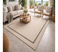 VARIKASHOM Tapis Décoration Maison intérieur pour Salon Canapé, Chambre à Coucher Coiffeuses,Motif géométrique Moderne Beige et Noir, 150 x 150 cm