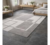 VARIKASHOM Tapis Decoration pour Table Basse Salon, Meubles Cuisine, Tapis Facile à Nettoyer,Motif géométrique Moderne Gris et Blanc, 140 x 180 cm