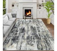 VARIKASHOM Tapis d'entrée intérieur, Tapis Petit Tailles Salon Chambre, Décoratif Chaise Canapé, Motif Abstrait Moderne Marron et Blanc, Noir, 80 x 120 cm