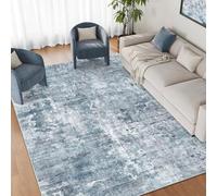 VARIKASHOM Tapis Doux à Poils Courts, Intérieur Salon Chambre Cuisine, Extérieur Balcon Terrasse, Abstrait Moderne Bleu Blanc Gris, 80 x 150 cm