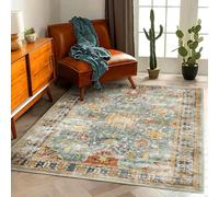 VARIKASHOM Tapis Doux à Poils Courts, Intérieur Salon Chambre Cuisine, Extérieur Balcon Terrasse, Tableau Decoration Vintage Shabby Chic Vert, Bleu, Orange, Beige, 80 x 150 cm