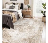 VARIKASHOM Tapis Doux à Poils Courts, Intérieur Salon Chambre Cuisine, Extérieur Balcon Terrasse,Vintage Shabby Chic Beige Blanc Marron, 80 x 150 cm