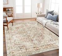 VARIKASHOM Tapis Doux à Poils Courts, Intérieur Salon Chambre Cuisine, Extérieur Balcon Terrasse,Vintage Shabby Chic Beige, Marron, Rouge Clair, 80 x 150 cm