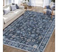 VARIKASHOM Tapis Doux à Poils Courts, Intérieur Salon Chambre Cuisine, Extérieur Balcon Terrasse, Vintage Shabby Chic à Motifs Floraux Bleu Marine, Beige et Gris, 80 x 150 cm