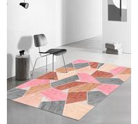 VARIKASHOM Tapis Entree Interieur, Tapis Poils Ras Design Moderne pour Salon Chambre Fille Ado, décoratif Multicolore Orange Rose pour ado Fille, Motif géométrique Moderne, Gris, 100 x 160 cm