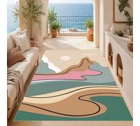 VARIKASHOM Tapis Interieur Entree, 60 x 90 cm, Motifs Floraux Abstraits Modernes Rose Orange Bleu Vert Beige Marron, Tapis Salon, Chambre, Bureau, Couloir et Cuisine, Salle à Manger,