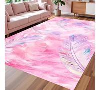 VARIKASHOM Tapis Intérieur Salon Chambre Cuisine, Tapis Extérieur Balcon Terrasse,Décoration de Chambre d'adolescente, dortoir, Motif Plumes Multicolores, Moderne, Fuchsia, 120 x 180 cm