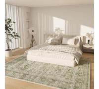 VARIKASHOM Tapis Intérieur Salon Chambre Cuisine, Tapis Extérieur Balcon Terrasse, Moderne Vintage Shabby Chic Vert, Beige, Blanc, 120 x 170 cm