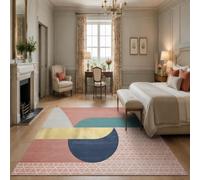 VARIKASHOM Tapis Intérieur Salon Chambre Cuisine, Tapis Extérieur Balcon Terrasse,Motifs géométriques Modernes : Rouge, Bleu, Jaune, Gris, Rose, 90 x 160 cm