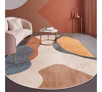 VARIKASHOM Tapis Ovale à Poils Courts, Intérieur Salon Chambre Cuisine, Extérieur Balcon Terrasse,Design géométrique Moderne Noir Beige Orange, Jaune, 80 x 150 cm