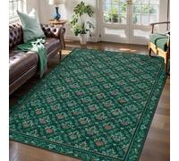 VARIKASHOM Tapis pour Intérieur Salon Canapé, Jardin Extérieur Table Terrasse Balcon, Tableau Decoration Vintage Shabby Chic à Motifs Floraux Verts, Roses, Beiges et Oranges, 180 x 180 cm