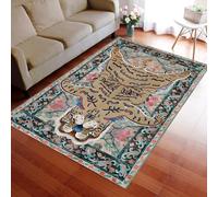 VARIKASHOM Tapis pour Intérieur Salon Canapé, Jardin Extérieur Table Terrasse Balcon, Tigre Floral Multicolore Rouge et Vert, imprimé Moderne, Marron, 180 x 200 cm